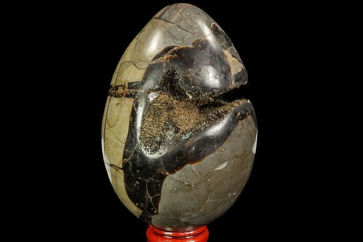 Septarian Dragon Egg Geode - Black Crystals #109964